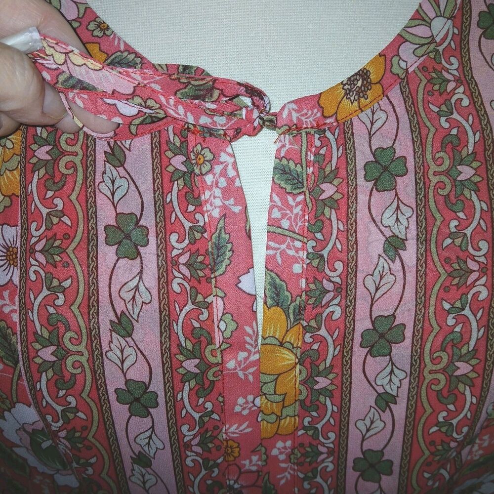 NWOT BELLE KIM GRAVEL Womens 3X Romantic Peasant Boho Floral Top Pink A471030 - Picture 4 of 16